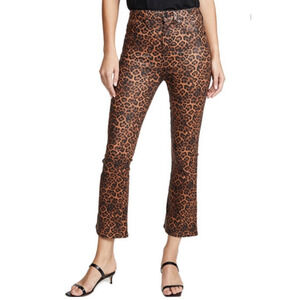 7 For All Mankind Jeans High Rise Slim Fit Flare Leopard Print Size 26 25x26